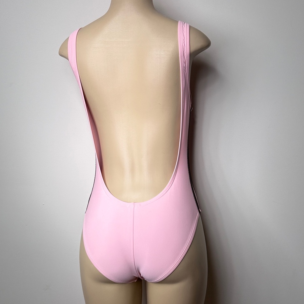 adidas Pink Logo Scoop-Back One-Piece Swimsuit - Picture 3 of 4